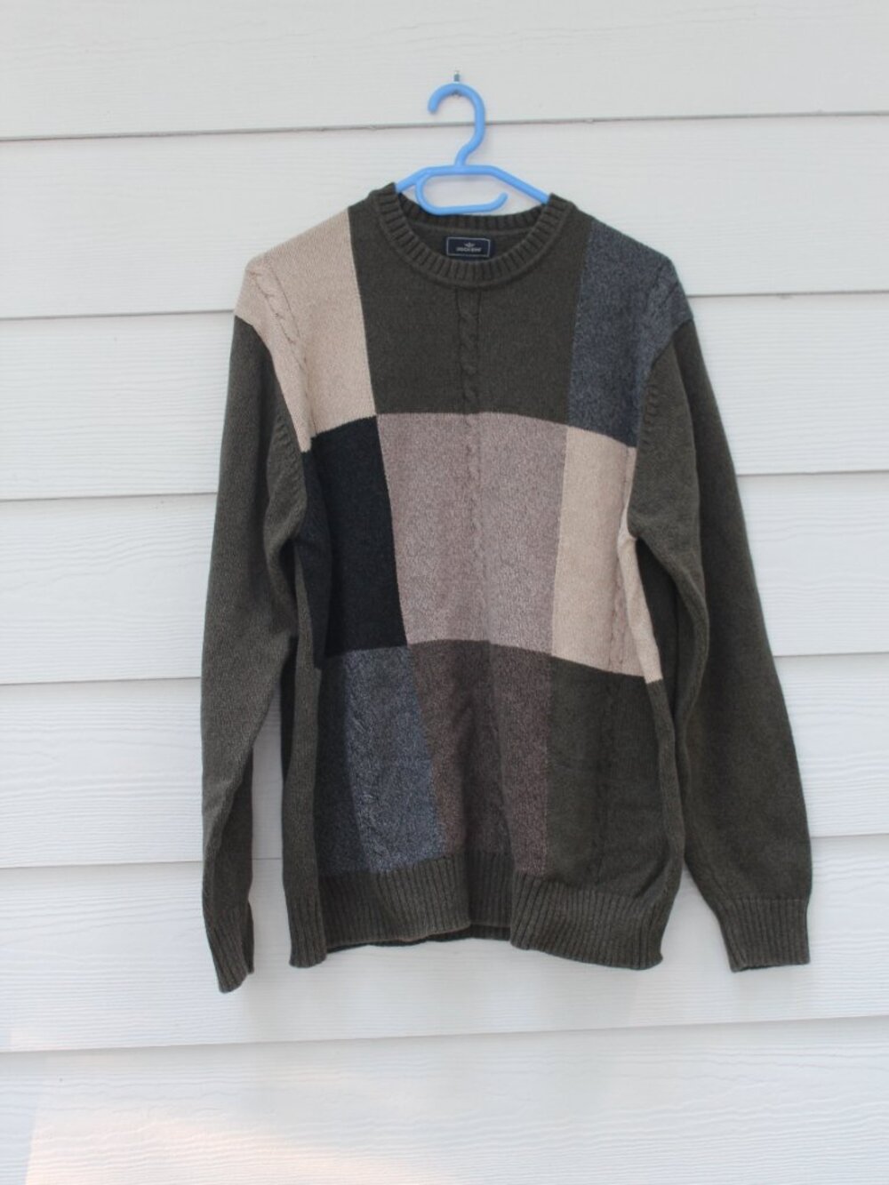Dockers Men’s XL Colorblock Cable Knit Crewneck Sweater 100% Cotton Earth Tones